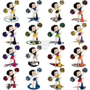 32 Cartoon BETTY Football Designs Bundle PNG