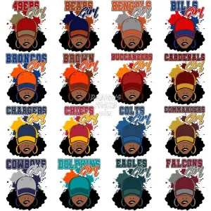 32 Football Teams Girl Caps Designs Bundle PNG PSD