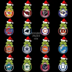 32 Grin Christmas Football Designs Bundle PNG