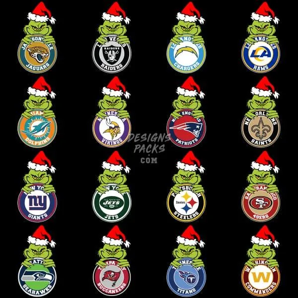 32 Grin Christmas Football Designs Bundle PNG