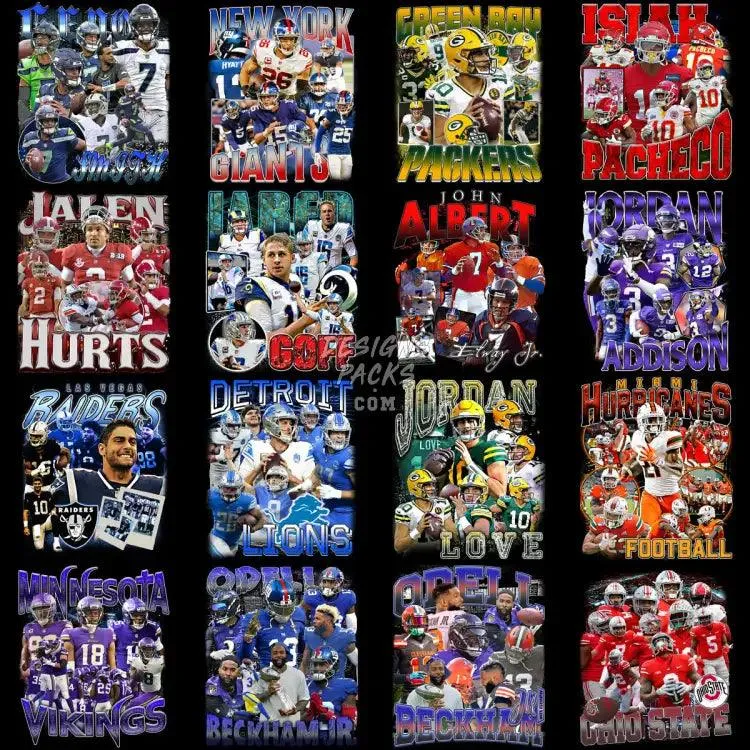 45 Football Bootleg Designs Bundle PNG