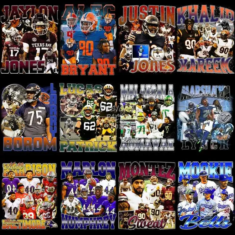 64 Football Players Bootleg Designs Bundle PNG