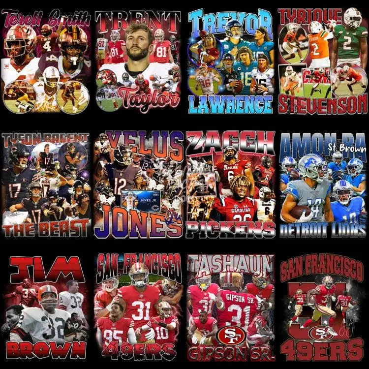 64 Football Players Bootleg Designs Bundle PNG