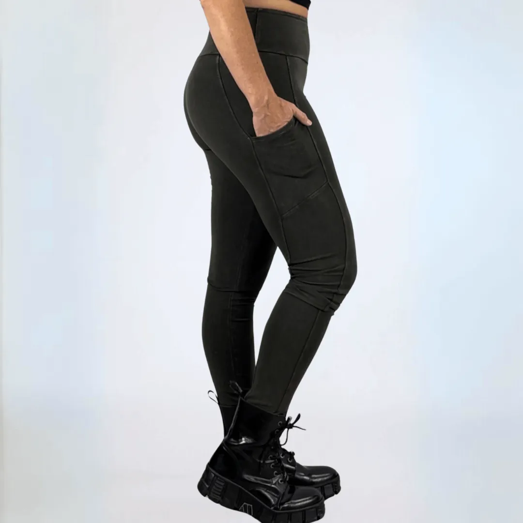 A Perfect Fit Mineral Washed Pocket Leggings Made in USA