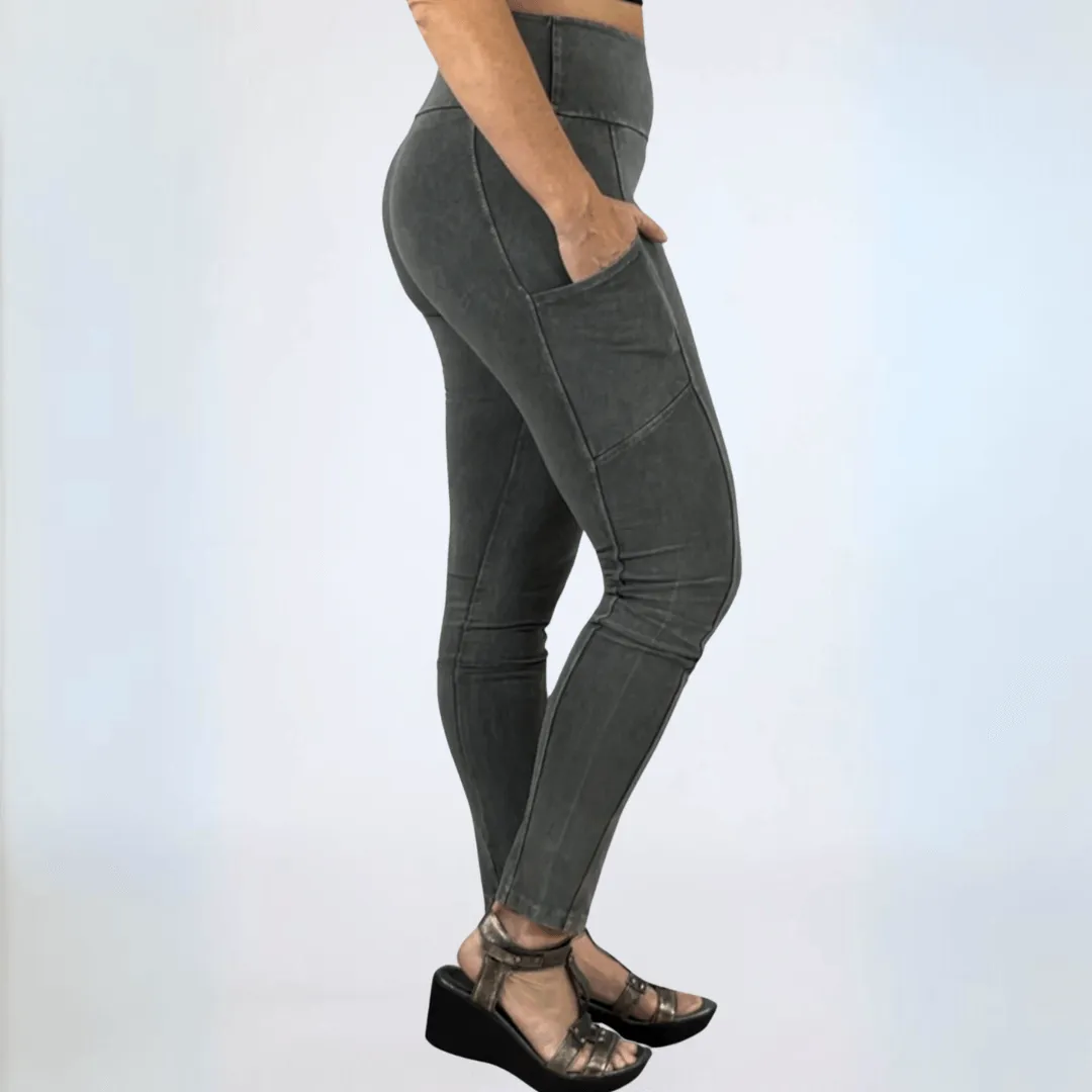 A Perfect Fit Mineral Washed Pocket Leggings Made in USA