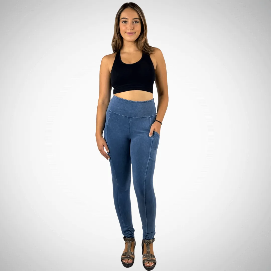 A Perfect Fit Mineral Washed Pocket Leggings Made in USA