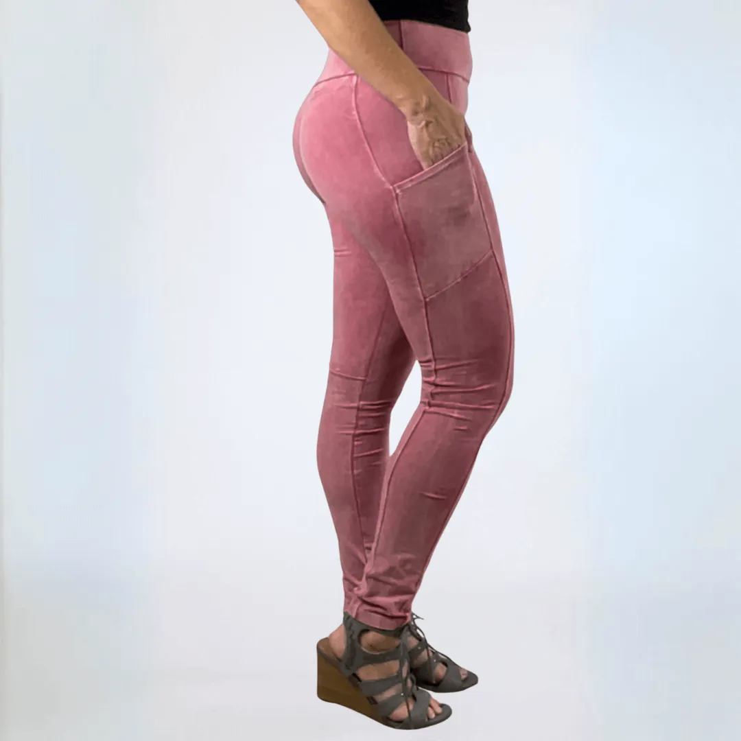 A Perfect Fit Mineral Washed Pocket Leggings Made in USA