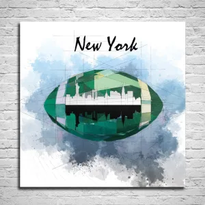 ABSTRACT WALL ART INPSIRED BY NEW YORK JETS New York Skyline // NFL-FB04