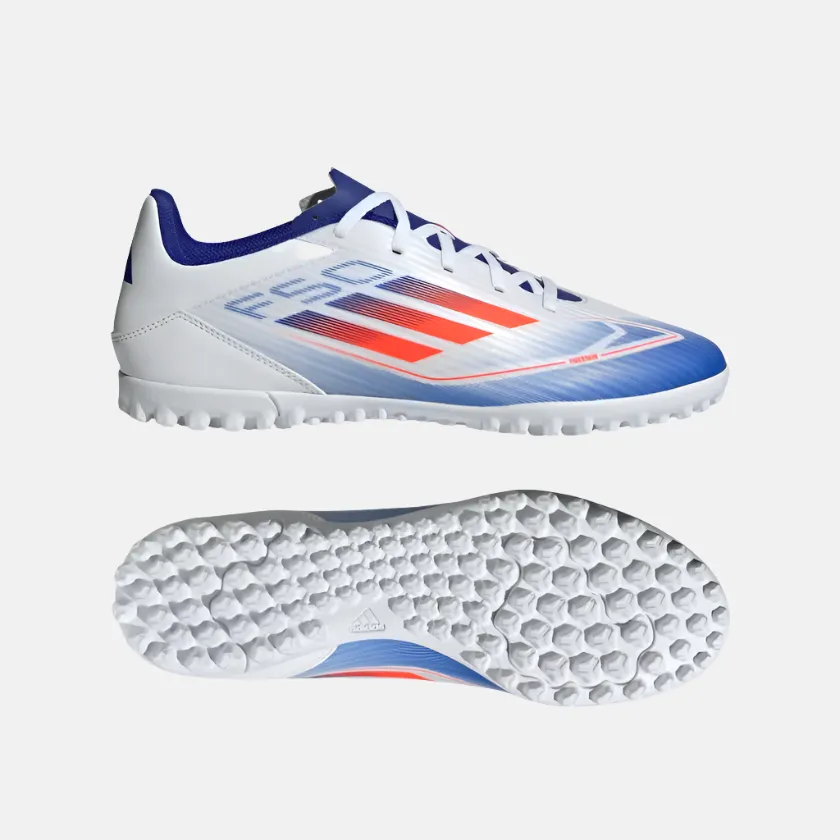 Adidas F50 Club Turf Unisex Football Shoes -Cloud White/Solar Red/Lucid Blue