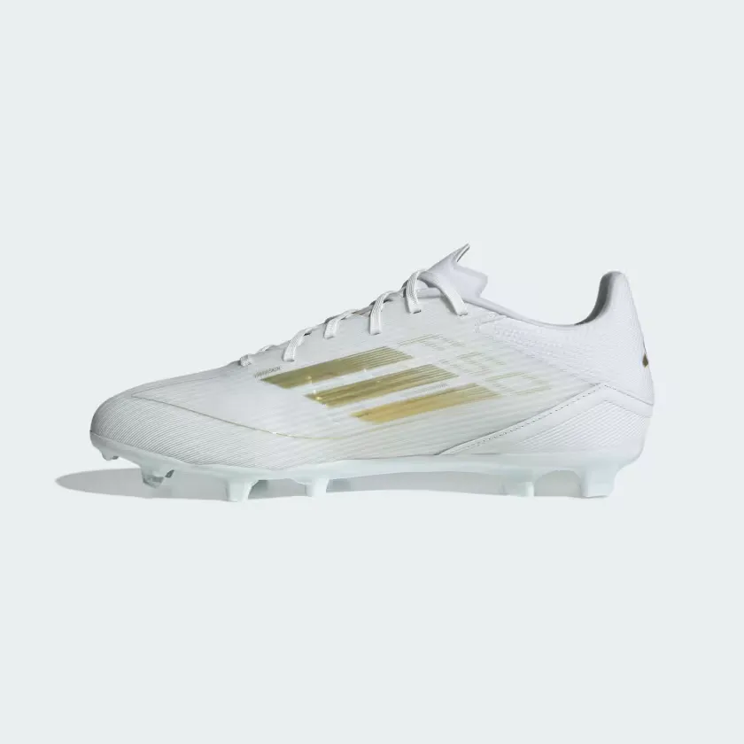 Adidas F50 League Firm/Multi-Ground Men's Football Shoes -Cloud White/Gold Metallic/Cloud White