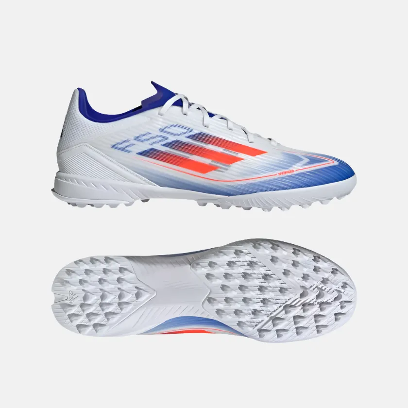 Adidas F50 League Unisex Football Turf Shoes -Cloud White/Solar Red/Lucid Blue