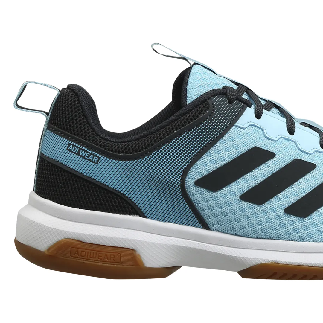 Adidas Milynl Indoor Badminton Shoe | Bliss Blue/Grey/Core Black/Gum