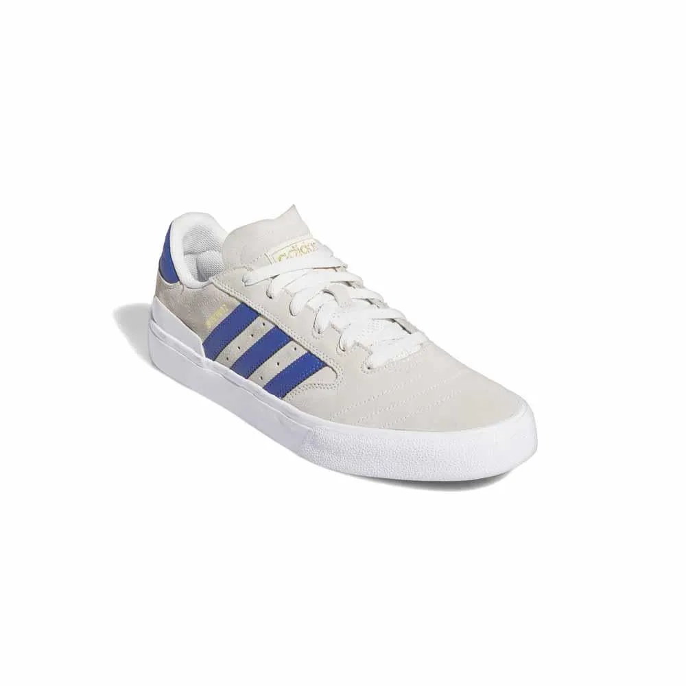 Adidas Skateboarding Busenittz Vulc 11 Crystal White Royal Blue Gold Metallic Skate Shoes