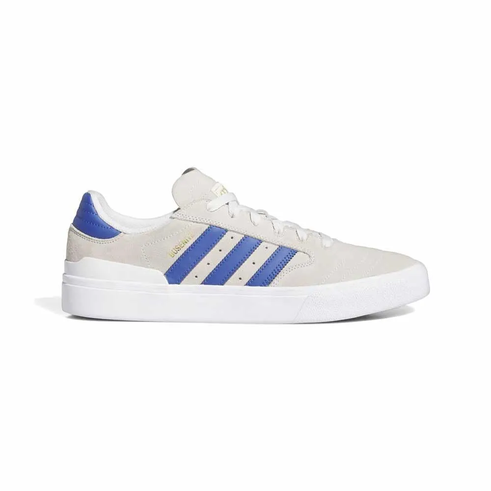 Adidas Skateboarding Busenittz Vulc 11 Crystal White Royal Blue Gold Metallic Skate Shoes