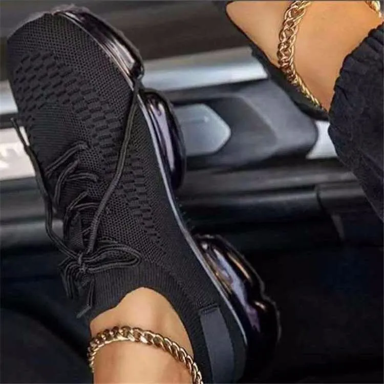 Air Cushion Bottom Lace up Casual Shoes Flying - Women's shoes