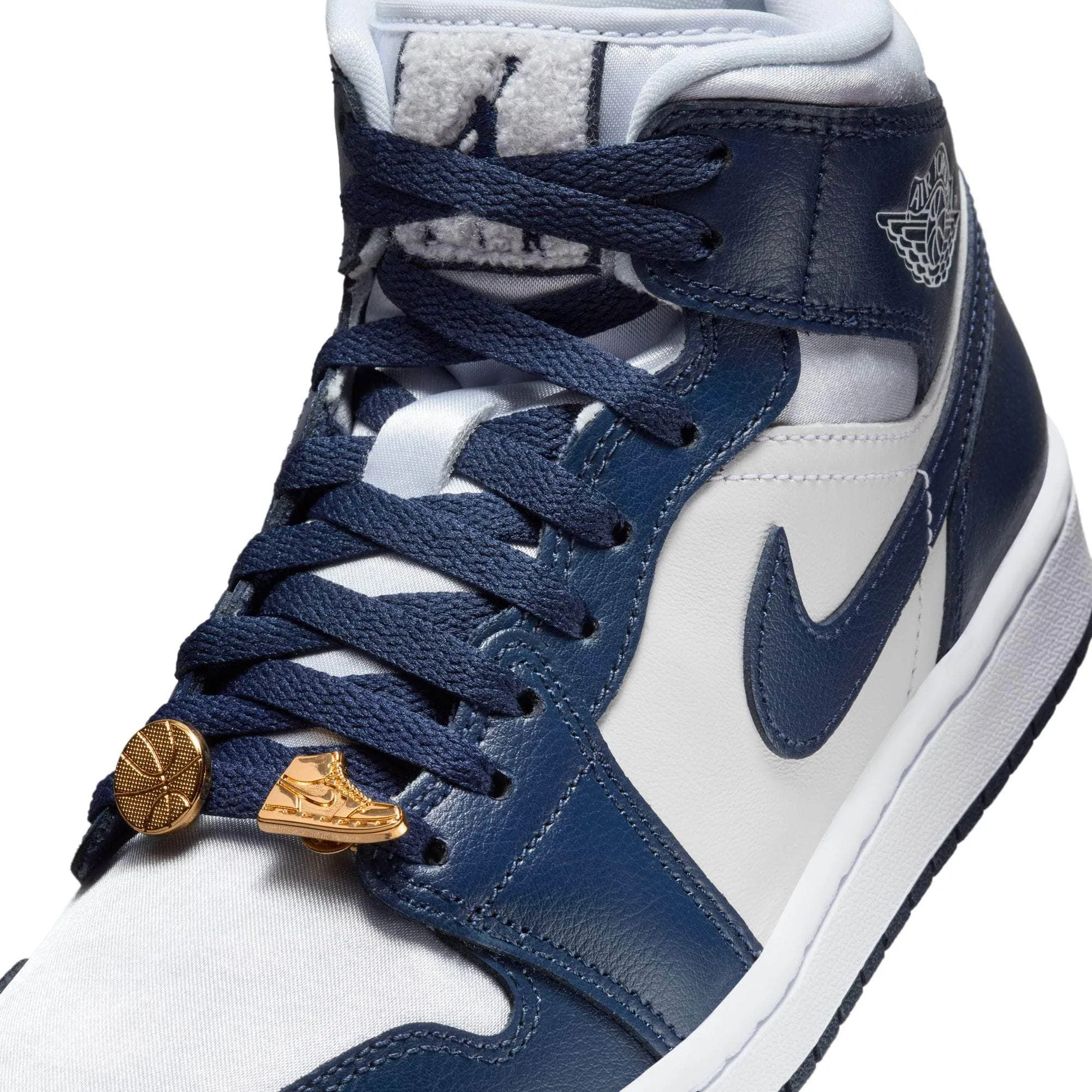 Air Jordan 1 Mid SE "Football Grey White Midnight Navy" - Women's