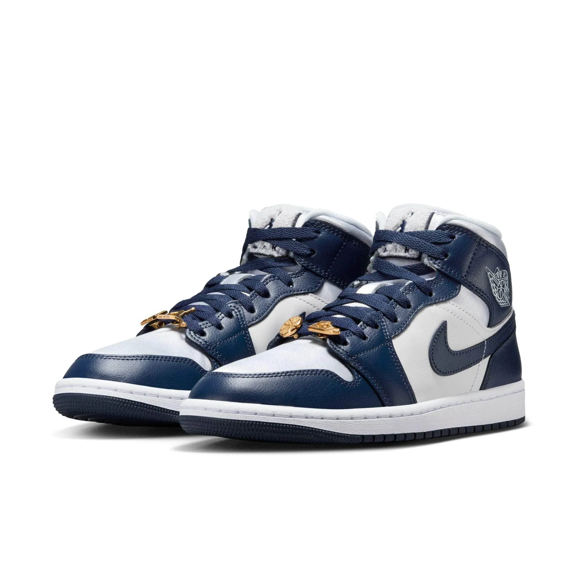 Air Jordan 1 Mid SE "Football Grey White Midnight Navy" - Women's