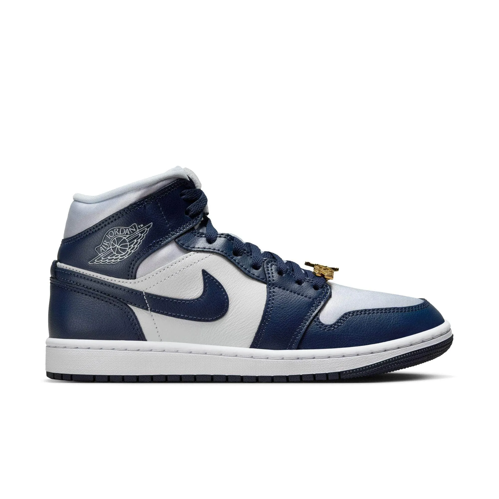 Air Jordan 1 Mid SE "Football Grey White Midnight Navy" - Women's