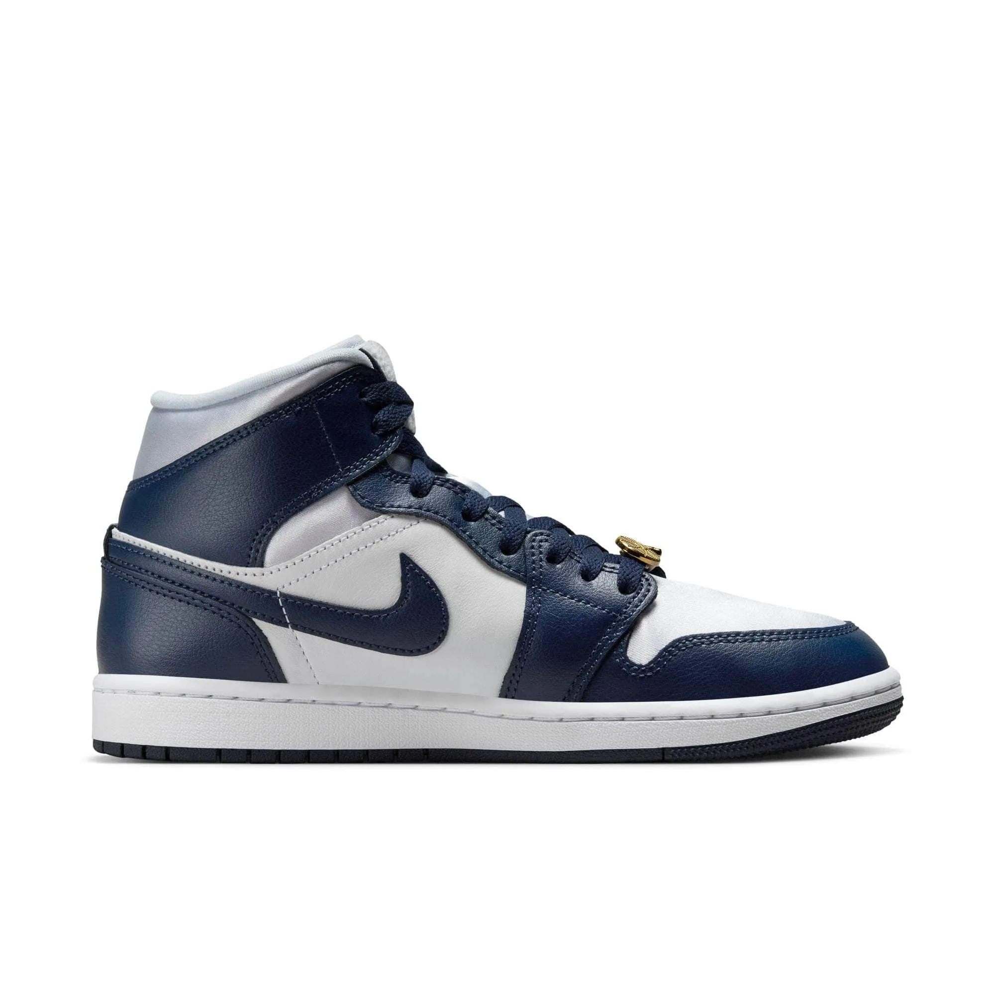 Air Jordan 1 Mid SE "Football Grey White Midnight Navy" - Women's