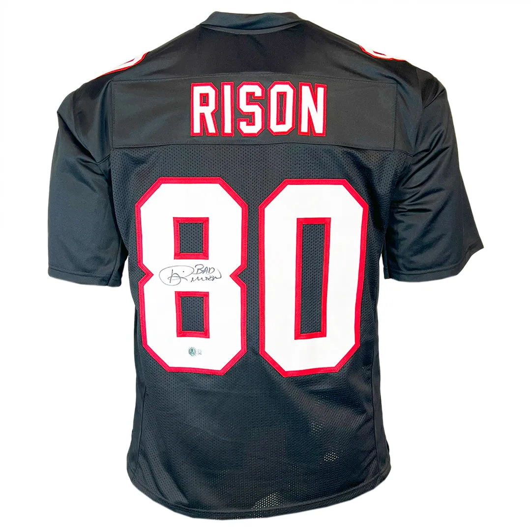 Andre Rison Signed Bad Moon Inscription Atlanta Black Football Jersey (Beckett)