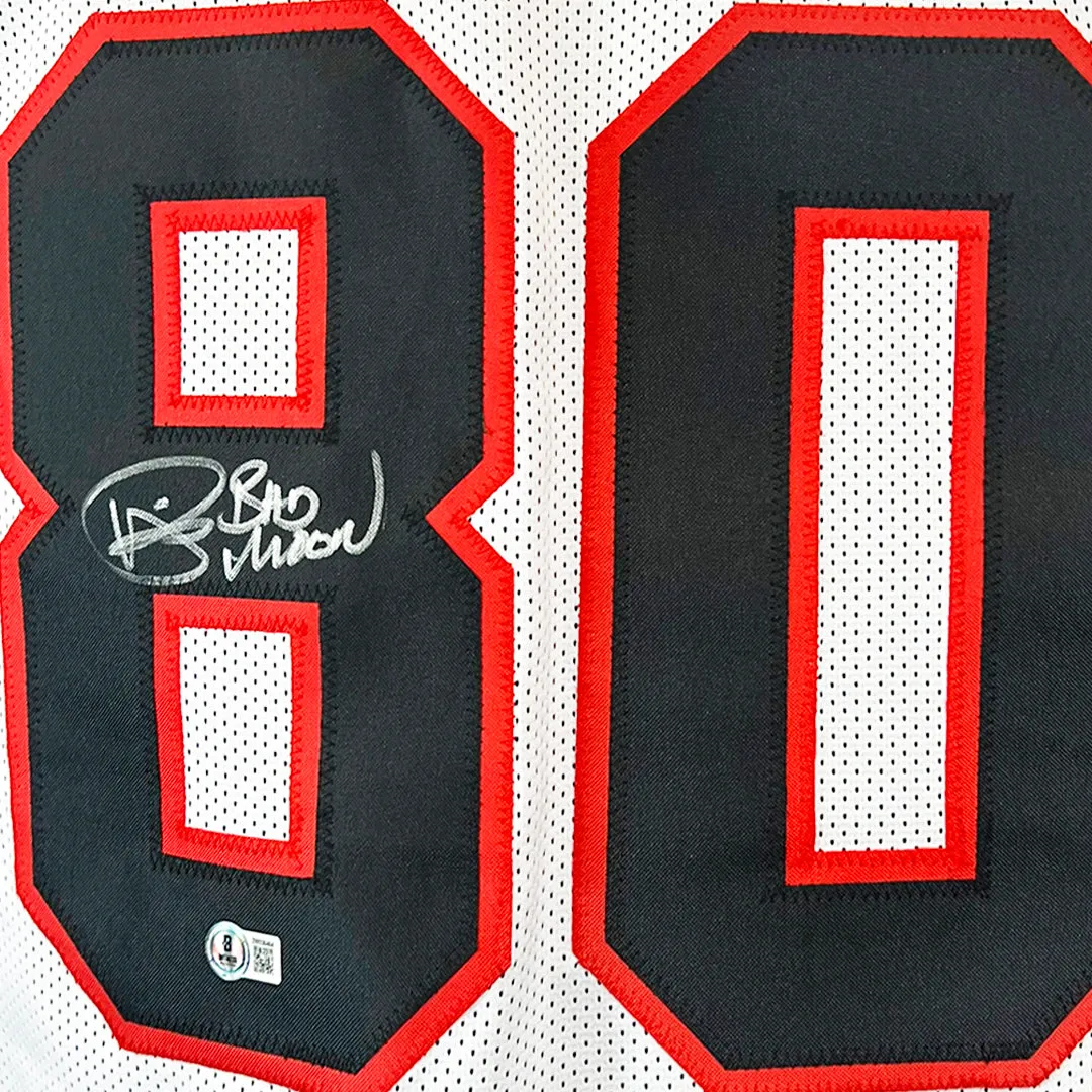 Andre Rison Signed Bad Moon Inscription Atlanta White Football Jersey (Beckett)