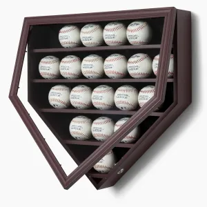 Baseball Display Case, Large Baseball Holder - Shadow Box for 21 Baseball Display with UV Glass Protection and Wooden Frame