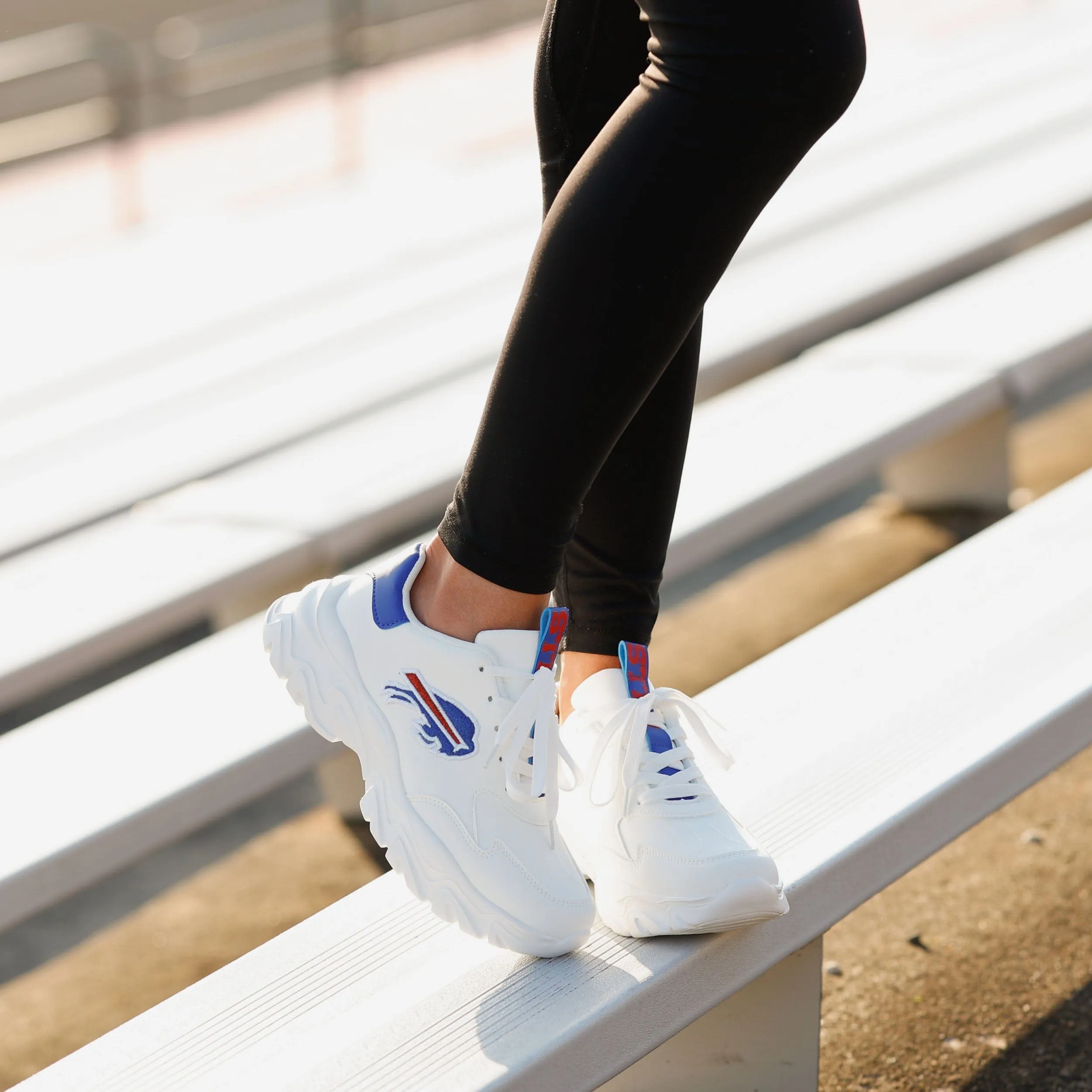 Buffalo Bills Womens Glitter Big Logo Vintage White Chunky Sneaker