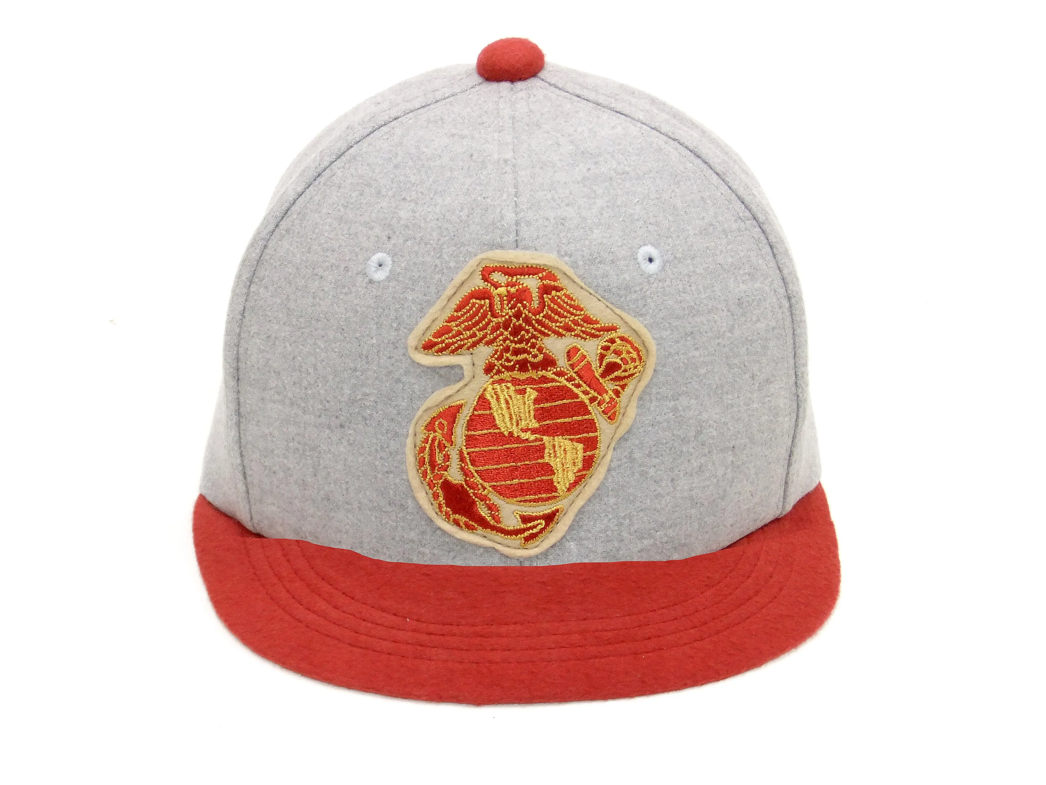 Buzz Rickson Cap Men's Casual Military Style Short Brim Baseball Hat BR02788 113 Heather-Gray/Red