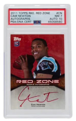 Cam Newton Signed 2011 Topps Rookie Red Zone #CN Panthers Football Card PSA/DNA 10