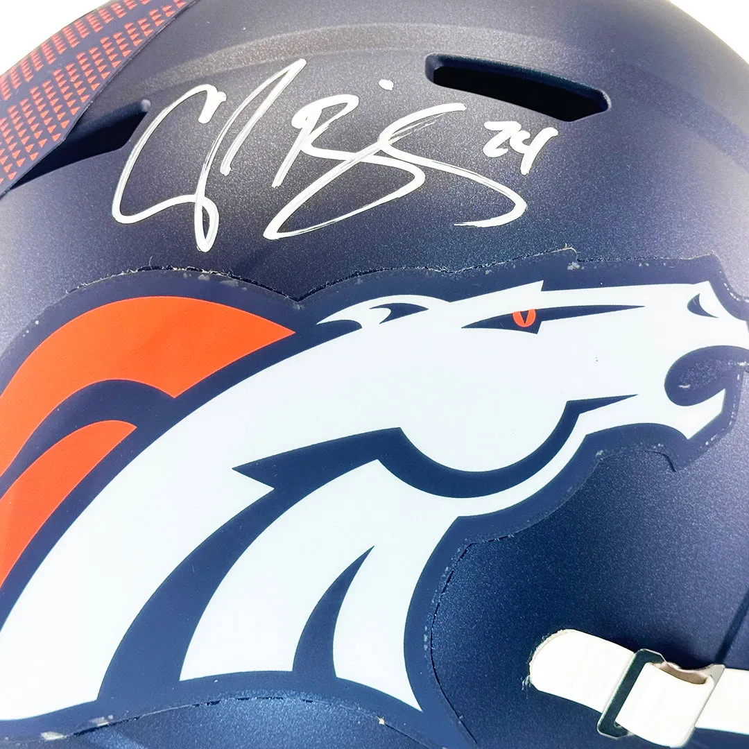 Champ Bailey Signed Denver Broncos Speed 2024 Full-Size Replica Football Helmet (Beckett)