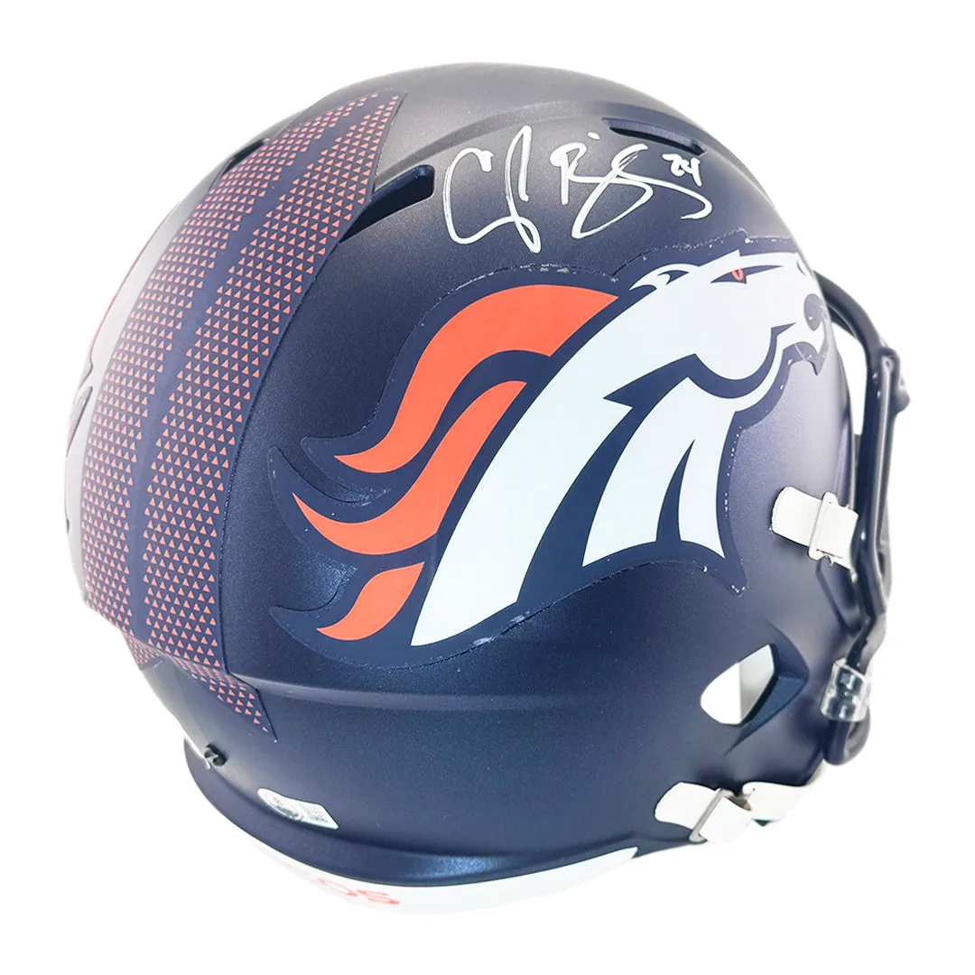 Champ Bailey Signed Denver Broncos Speed 2024 Full-Size Replica Football Helmet (Beckett)