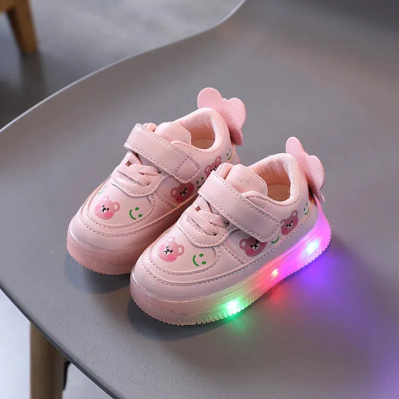 Children Shoes for Boys Girls Luminous Casual Sneakers Kids Shoes LED Lights Non-slip Soft Glowing Little Bear Toddler Shoes