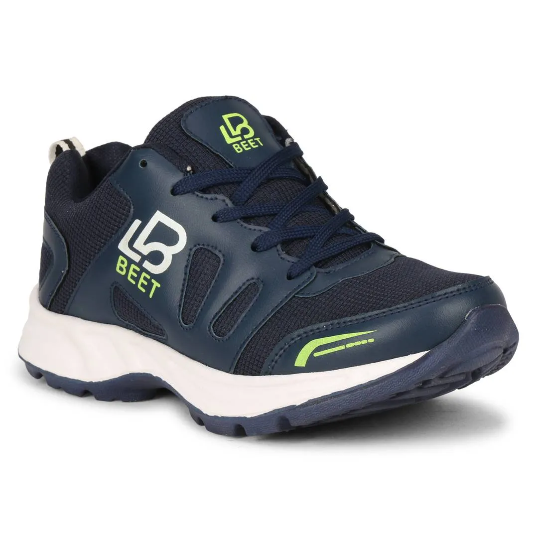 Comfortable Navy Blue Mesh Self Design Sports Running Shoes For Men