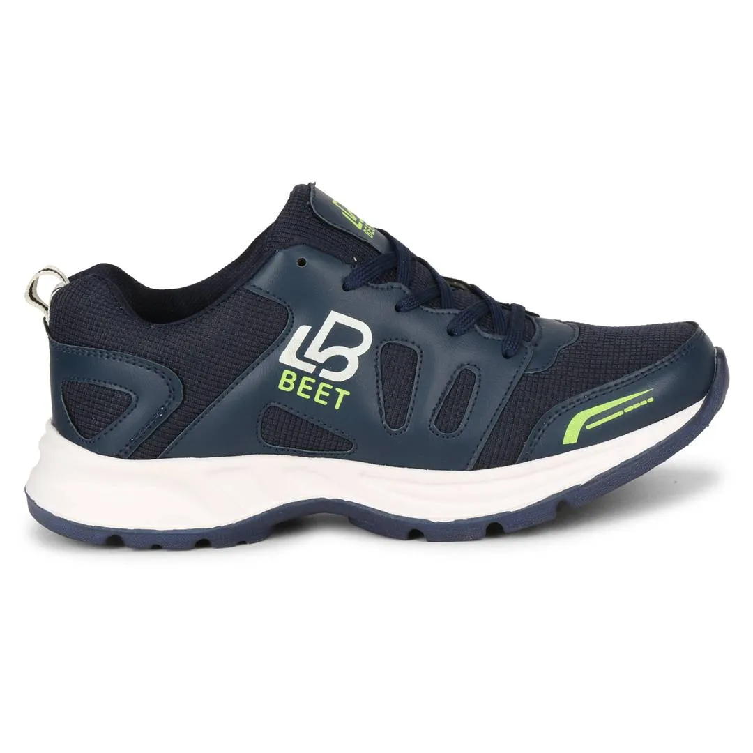 Comfortable Navy Blue Mesh Self Design Sports Running Shoes For Men