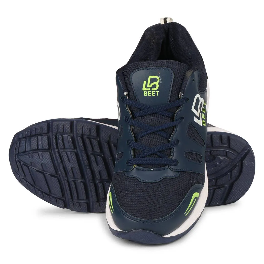 Comfortable Navy Blue Mesh Self Design Sports Running Shoes For Men