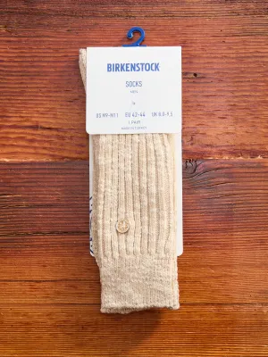 Cotton Slub Crew Sock in Beige