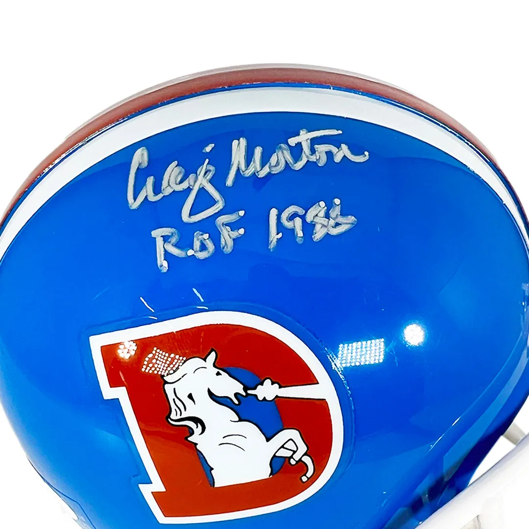 Craig Morton Signed 1988 Inscription Denver Broncos Throwback 75-96 Mini Football Helmet (JSA)