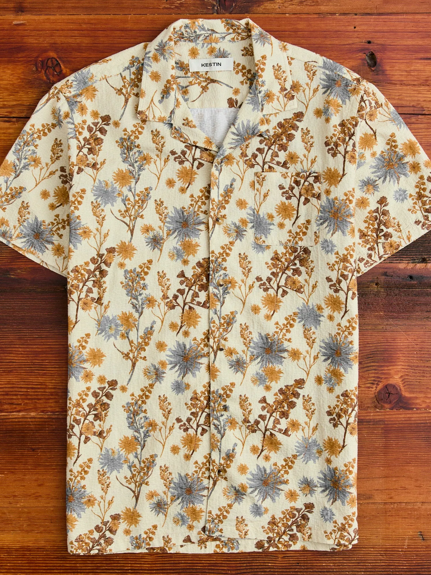 Crammond Shirt in Ecru Thistle Print