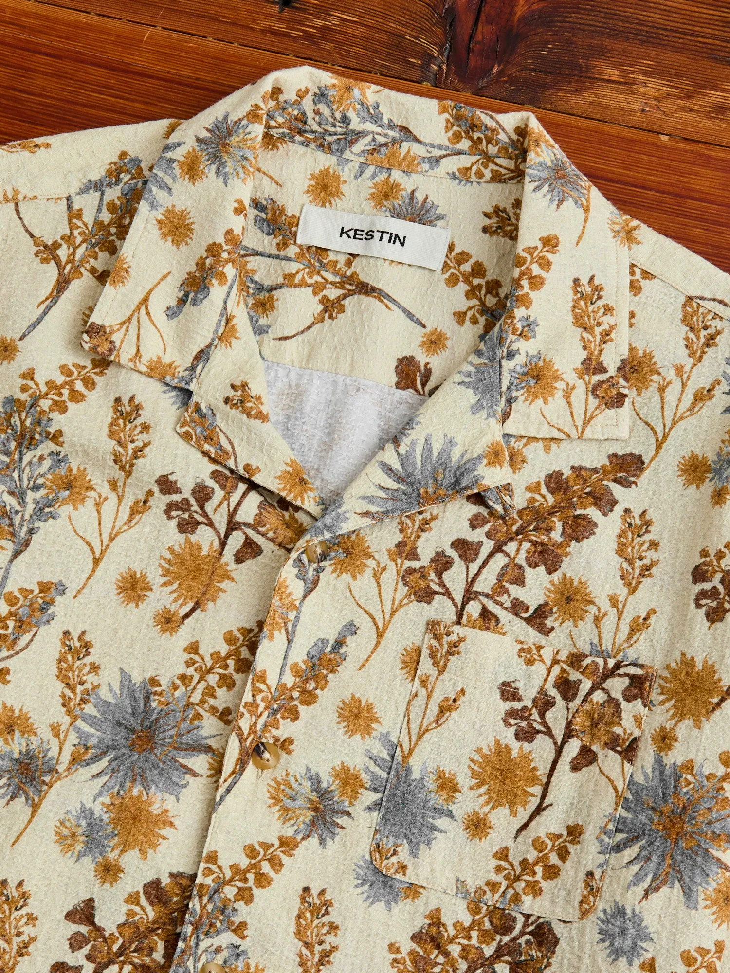 Crammond Shirt in Ecru Thistle Print