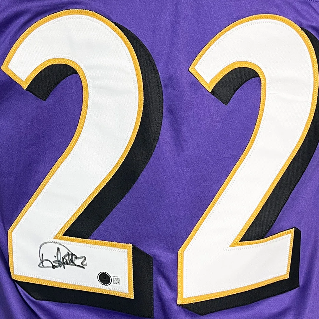 Derrick Henry Signed Baltimore Purple Football Jersey (Beckett)