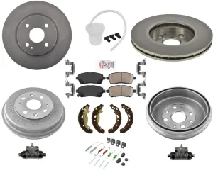 Disc Rotors Pads Rr Brake Drums Shoes & Shoe Springs 10pc for Mazda 2 2011-2015