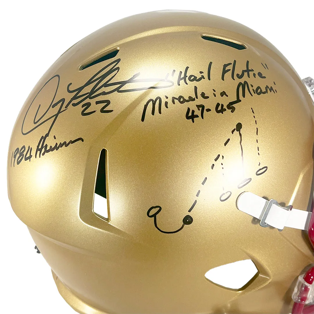 Doug Flutie Signed The Play Inscription Boston College Eagles Speed Full-Size Replica Football Helmet (Beckett)