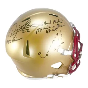 Doug Flutie Signed The Play Inscription Boston College Eagles Speed Full-Size Replica Football Helmet (Beckett)