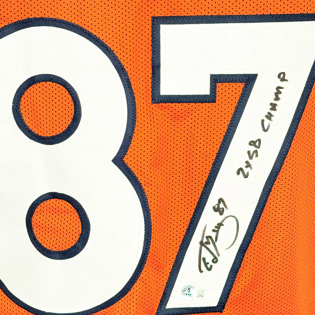 Ed McCaffrey Signed 2x Champs Inscription Denver Orange Football Jersey (Beckett)