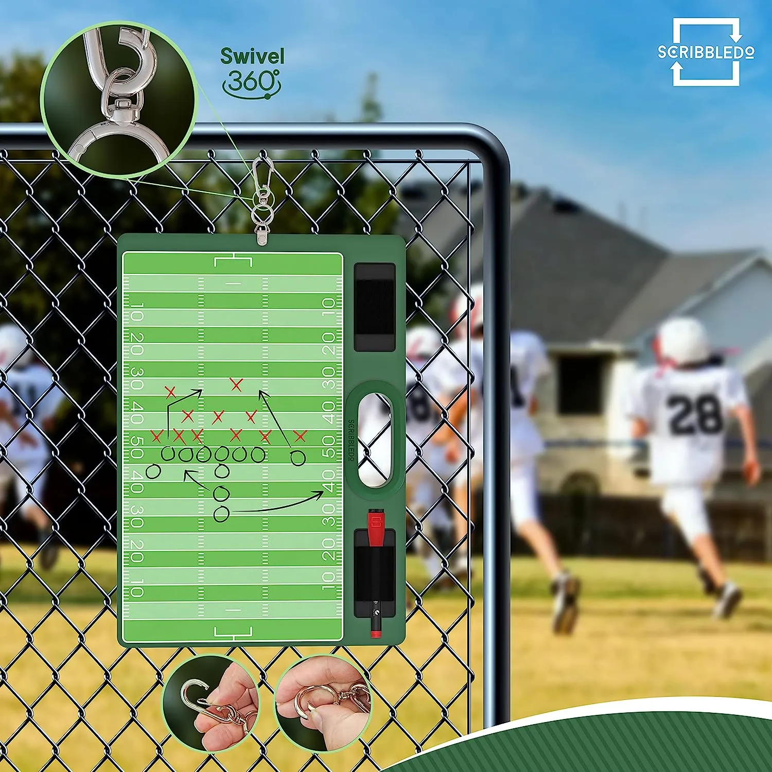 Football Dry Erase Board for Coaches 15"x10.5" with Markers