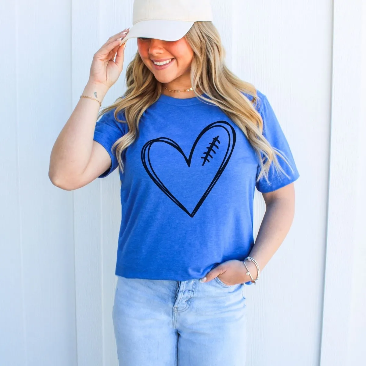 Football Heart Wholesale Graphic Tee - Quick Shipping