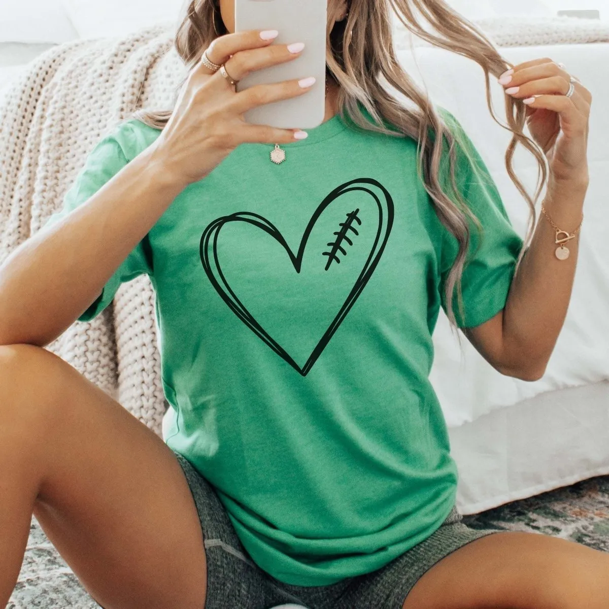 Football Heart Wholesale Graphic Tee - Quick Shipping