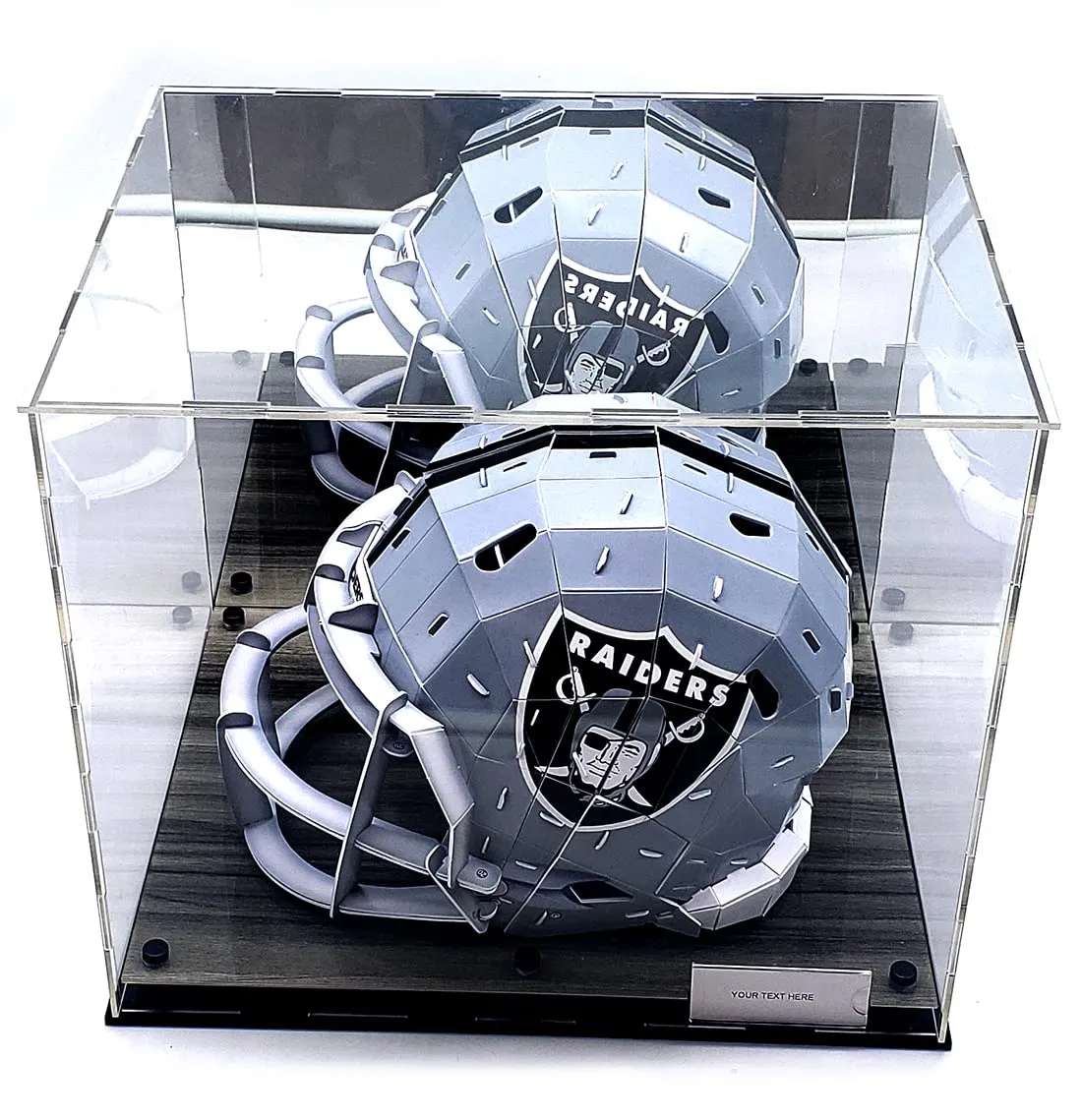 Football Helmet Acrylic Display Case Box Mirror 2 Level Riser Showcase Shoes UV Protection