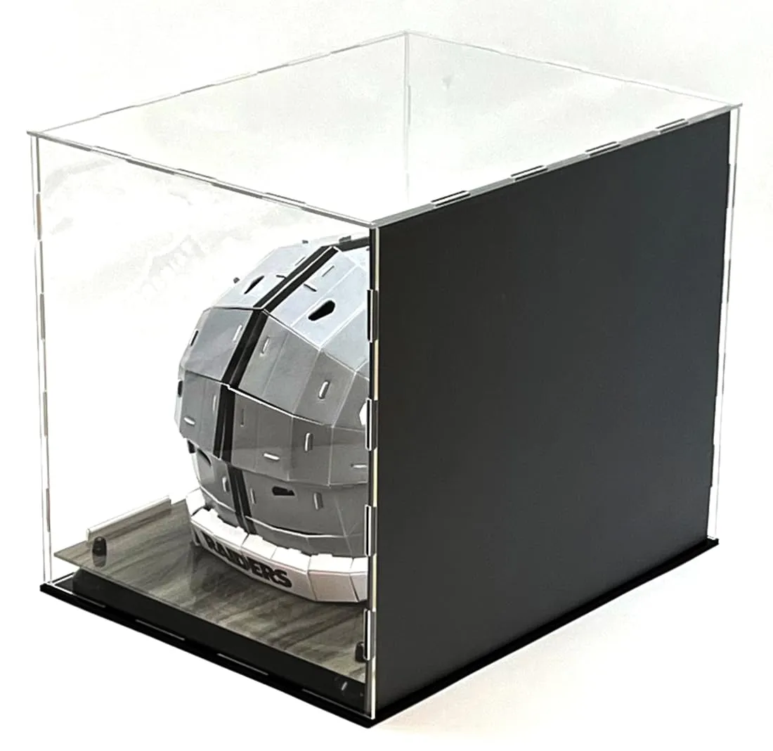 Football Helmet Acrylic Display Case Box Mirror 2 Level Riser Showcase Shoes UV Protection