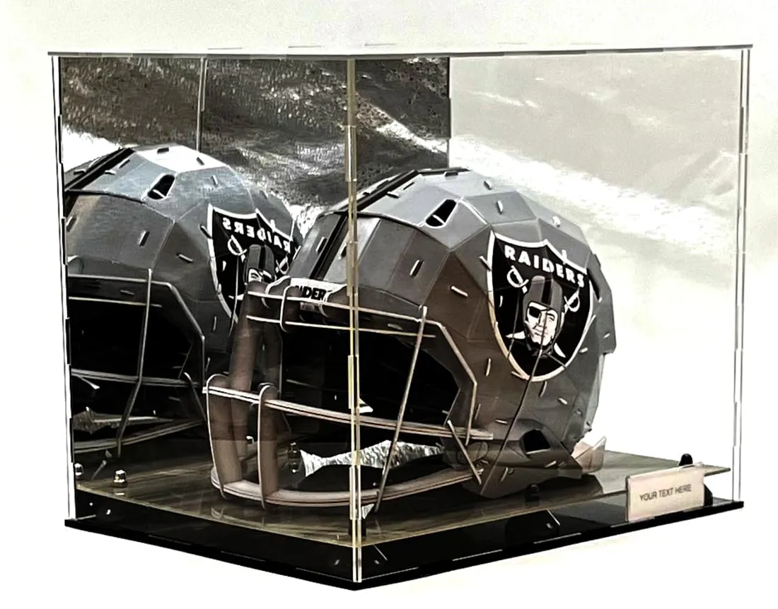 Football Helmet Acrylic Display Case Box Mirror 2 Level Riser Showcase Shoes UV Protection